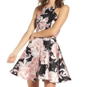 Speechless Black Pink Floral Print Sleeveless Fit and Flare Dress Juniors Size 5
